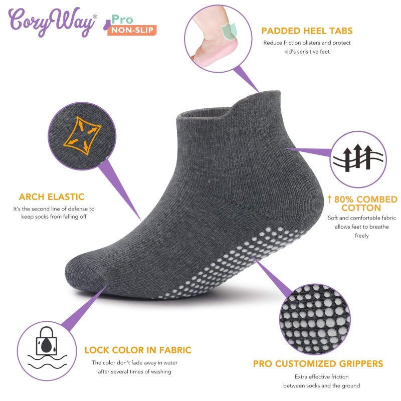 CozyWay Baby & Toddler Ankle Grip Sock Set - Secure Non-Slip Grip & Toddler Socks with Grippers - Easy On & Snug Fit & Infant Booties 6-12 Months - 12 Pack 3-Color Set - Image 2