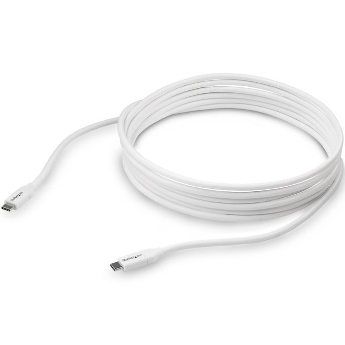 Startech.com Usb C To Usb C Cable 13 Ft / 4M 5A Pd M/M White Usb 2.0 Usb-If Certified Usb Type C Cable Usb C Charging Cable - Image 3