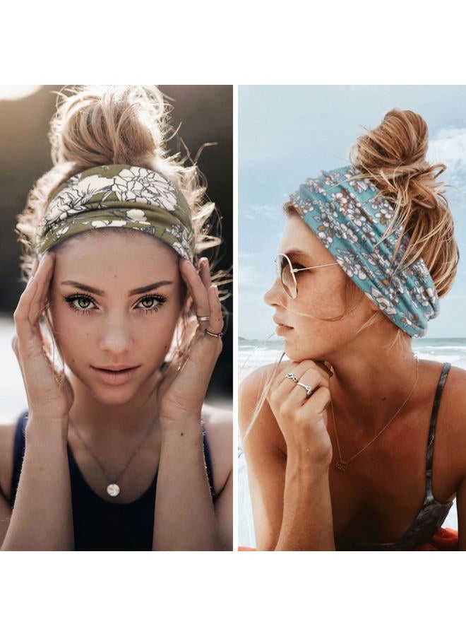 Huachi Boho Headbands - Wide Non-Slip Hair Accessories for Women's Yoga, Workout and Summer, 6 Pack - Image 5