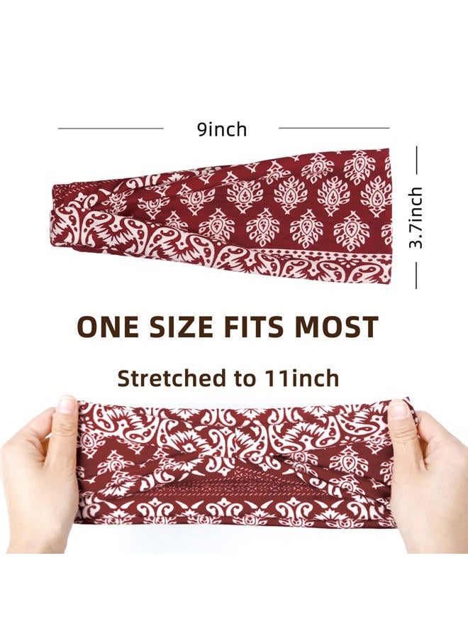 Huachi Boho Headbands - Wide Non-Slip Hair Accessories for Women's Yoga, Workout and Summer, 6 Pack - Image 3