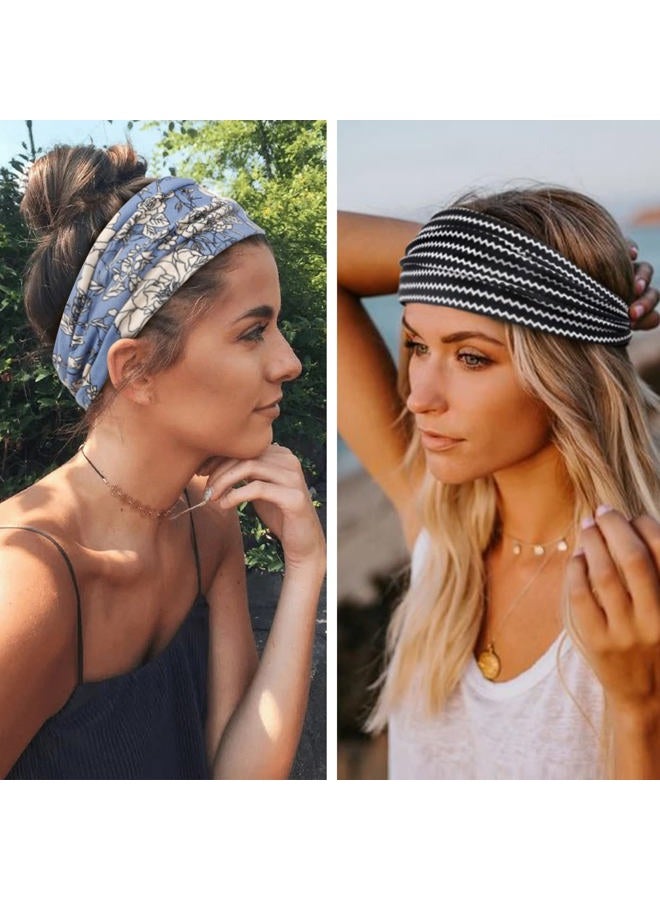 Huachi Boho Headbands - Wide Non-Slip Hair Accessories for Women's Yoga, Workout and Summer, 6 Pack - Image 4