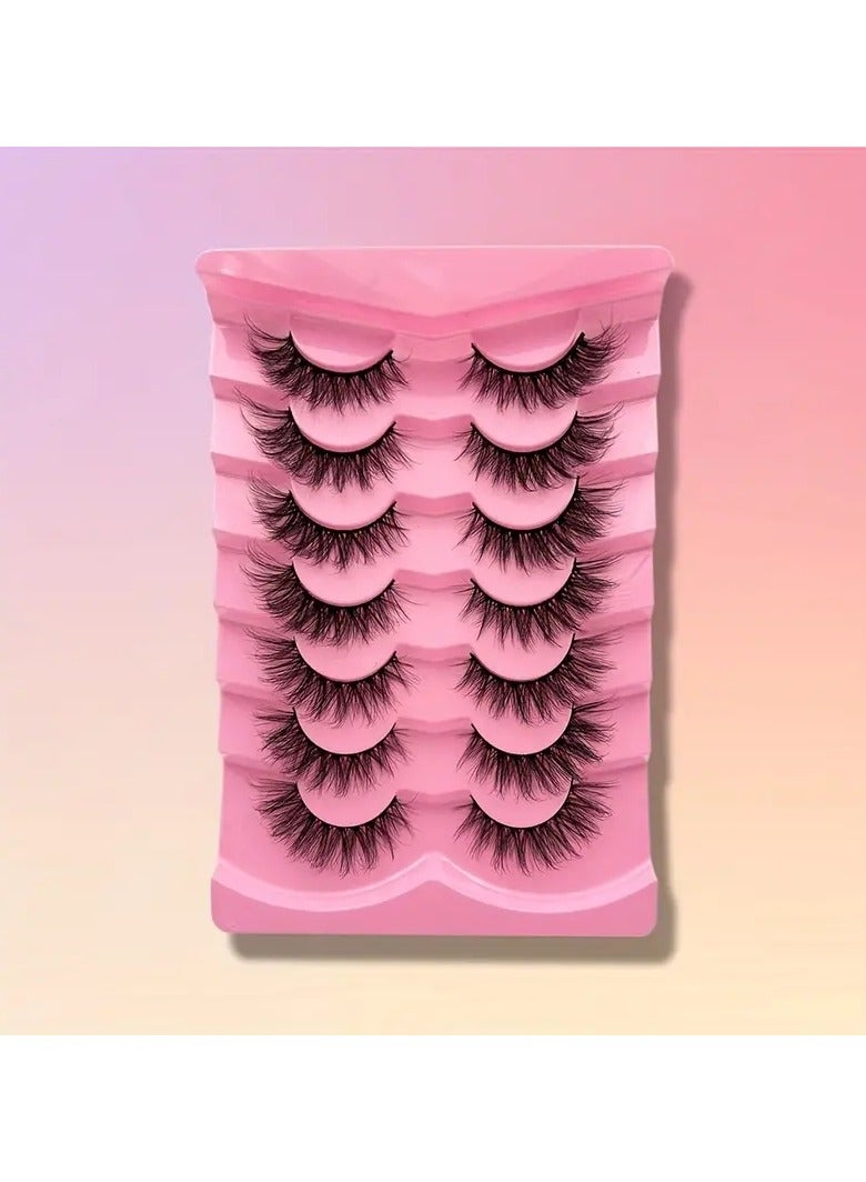ORiTi 7 Pairs False Eyelashes Natural 3D Silk Lashes, Dramatic Thick Slender Lashes, 16-18mm - Image 1