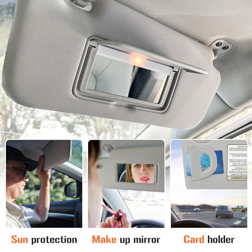 AEagle Left & Right Sun Visor with Vanity Light for 2013-2018 Nissan Altima Without Sunroof, Driver & Passenger Side Gray Sunvisor Replacement 96400-3TA2A - Image 4
