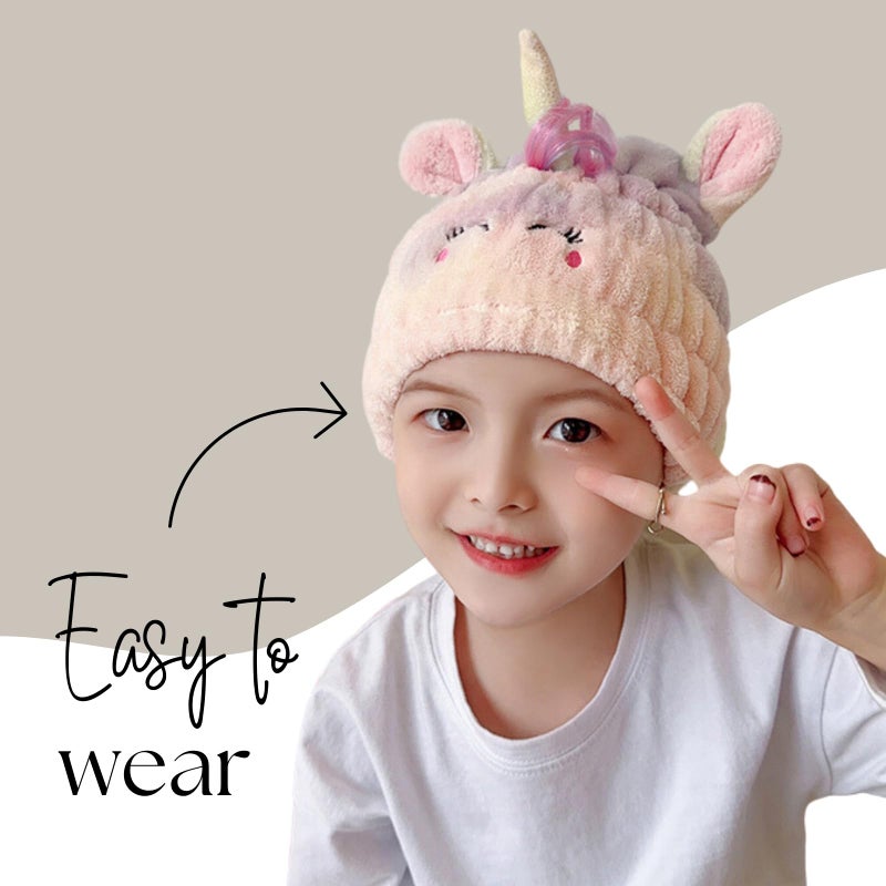 LCBD Microfiber Hair Towel Wrap for Kids, Unicorn Dry Hair Cap Suck Water, Absorbent Quick Girls Boys Hair Drying Towel, Lightweight Bouncy Hat Headscarf for Wet Hair - Image 2