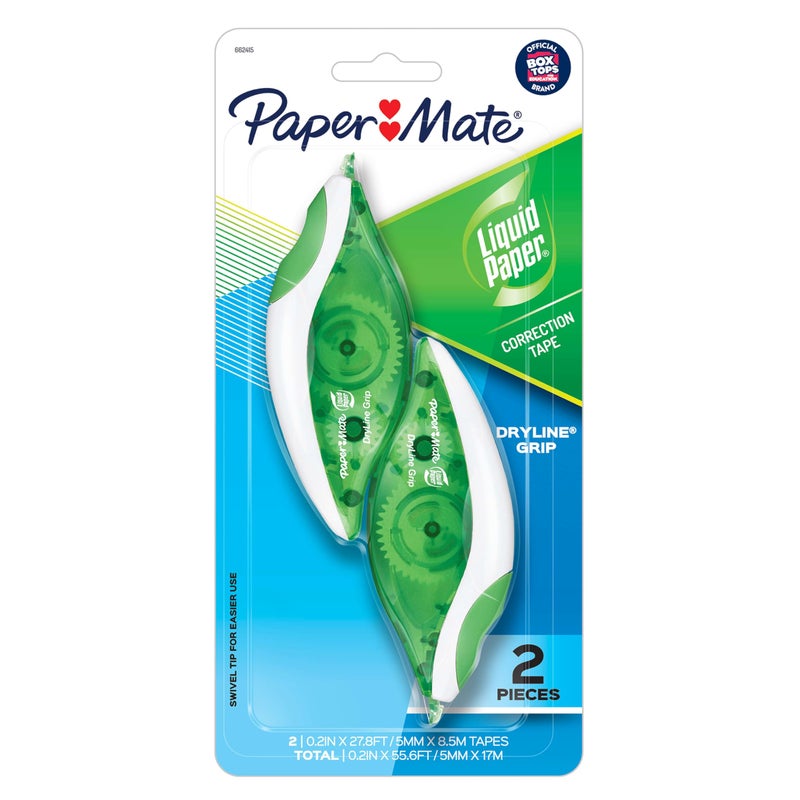 Liquid Paper Paper Mate Liquid Paper DryLine Grip Correction White Tape, 2 Count - Image 1