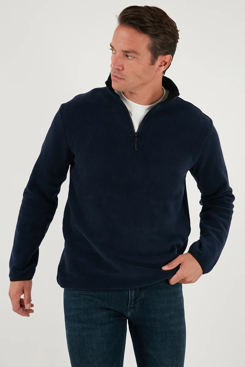 Buratti Slim Fit Half Zipper Stand Collar Polar Fleece Men's Polar 5906003