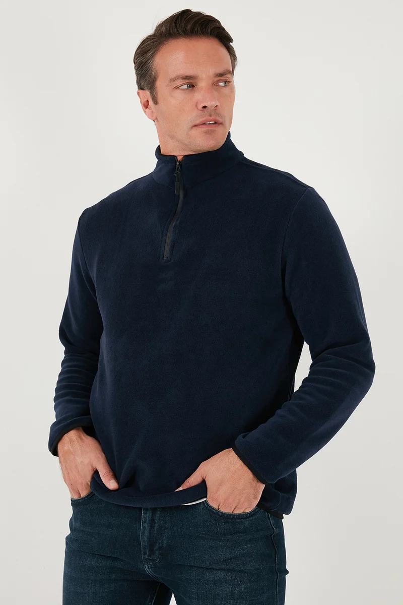 Buratti Slim Fit Half Zipper Stand Collar Polar Fleece Men's Polar 5906003