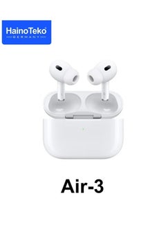Air-3 Wireless Bluetooth Earbuds with Built-in Microphone, Auto Power On/Off, Touch Controls, and Noise Cancelling – In-Ear True Wireless Headphones Compatible with Apple & Android, with Charging Case – White