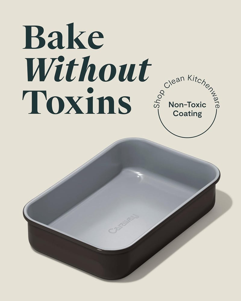 Caraway Nonstick 9” x 6.5” Small Rectangle Baking Pan – Non-Toxic, PTFE & PFOA Free – Aluminized Steel Core – Deep Ceramic Baking Pan for Casseroles, Lasagna & More - Black - Image 2