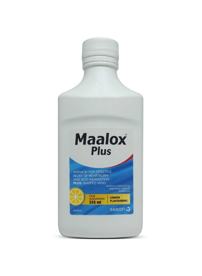 maalox plus Lemon Flavor Oral Suspension 355ml (Convenient & Fast-Acting Relief)
