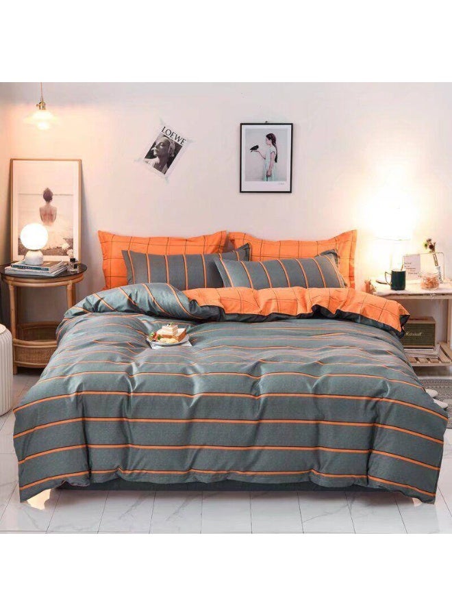 Single Size 4-Piece Cotton Bed Set – Duvet Cover 160x210 cm, Fitted Sheet 120x200+25 cm & 2 Pillow Covers – Soft Comfortable Bedding