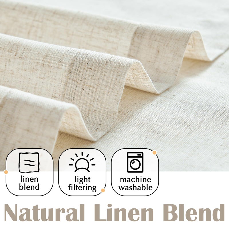 jinchan Linen Kitchen Curtain with Tassels 36 Inch Boho Tier Curtain Beige Farmhouse Cafe Light Filtering Small Window Drape for Bathroom Laundry Room RV Rod Pocket Back Tab 1 Panel Crude - Image 4
