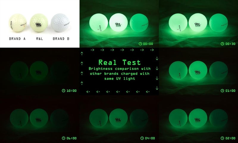 RL Glow Golf Balls for Night Sports - Tournament Fluorescent Glowing in The Dark Golf Ball - Long Lasting Bright Luminous Balls - Image 3