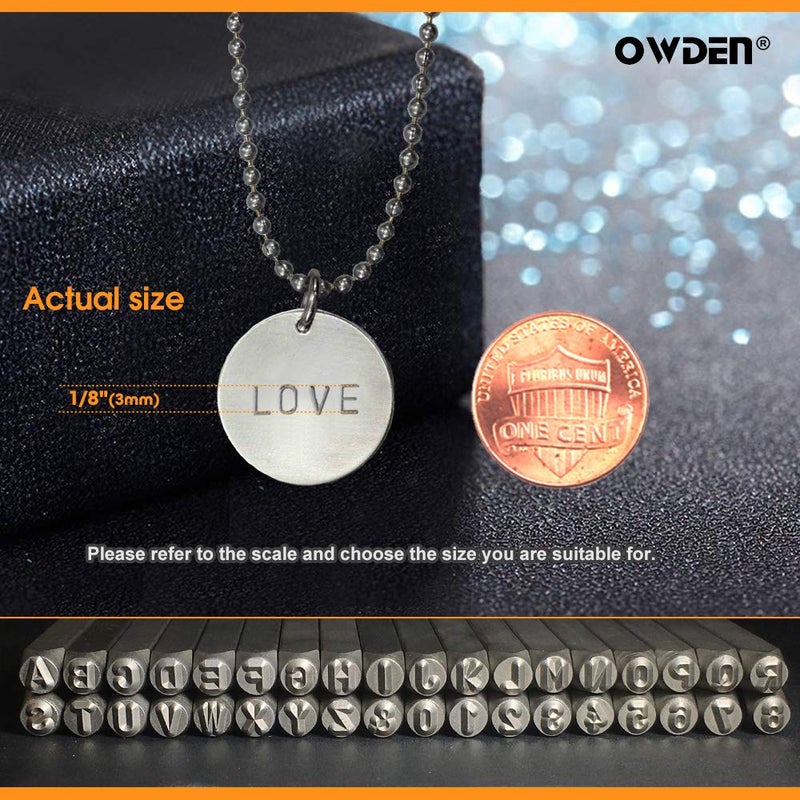OWDEN Professional 36Pcs. Steel Metal Stamping Tool Set,(1/8”) 3mm,Steel Number and Letter Punch Set,Alloy Steel Made HRC 58-62 for Jewelry Craft Stamping. - Image 5