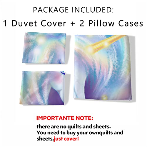 CVHOUSE Rainbow Unicorn Duvet Cover King Size,Glitter Animal Bedding Set for Girls Kids Teens,Rainbow Unicorn Comforter Cover,1 Duvet Cover 2 Pillowcases 3 Piece - Image 5