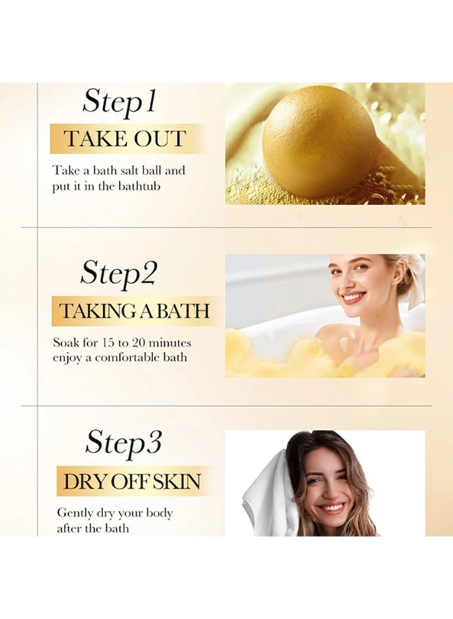 SADOER Shower Bomb Nourishing Skin Roughness Smooth Moisturizing Lasting Fragrance Golden Shower Bath Bomb Deep Cleansing Body Bath Salt Ball Bubble Bath Salt Shower Bomb Bath Bomb 100g - Image 5