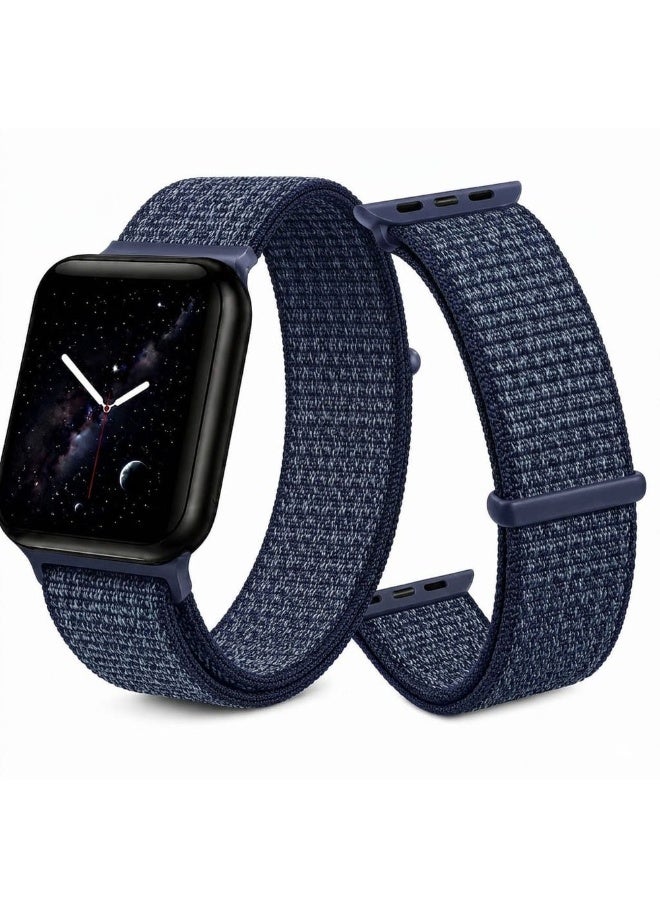 CATANES Breathable Nylon Sport Loop Band Compatible with Apple Watch 38mm 40mm 41mm 42mm (Series 10/11) for Women Men, iWatch Wrist Straps - Navy Blue - Image 2