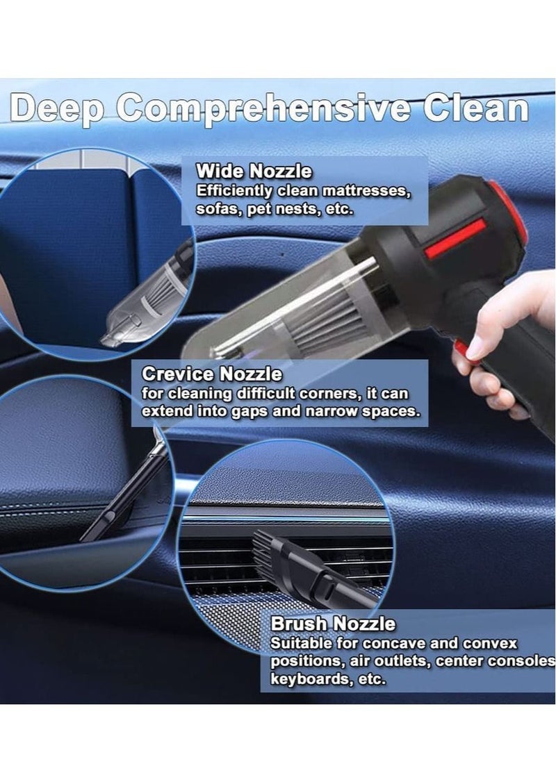 3-in-1 Portable Small Cordless handheld Vacuum Cleaner Rechargeable with 9000PA Powerful Suction for Car/Office/Home, Extension Function to inflate/Deflate for Swimming Ring/ - Image 4
