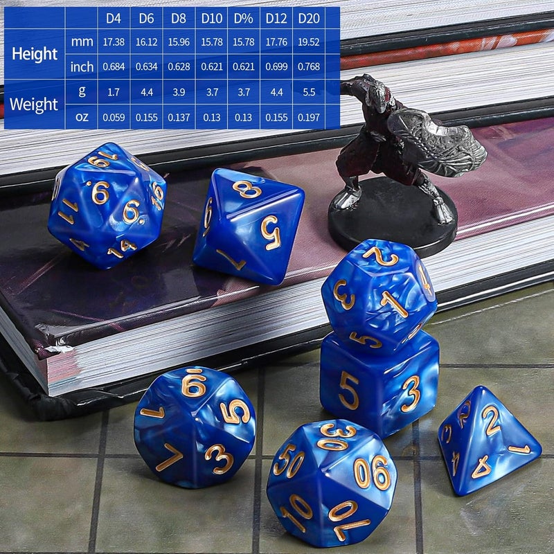 CiaraQ DND Polyhedral Dice Set with a Black Dice Bag for D&D RPG MTG Role Playing Table Games(Navy Blue) - Image 3