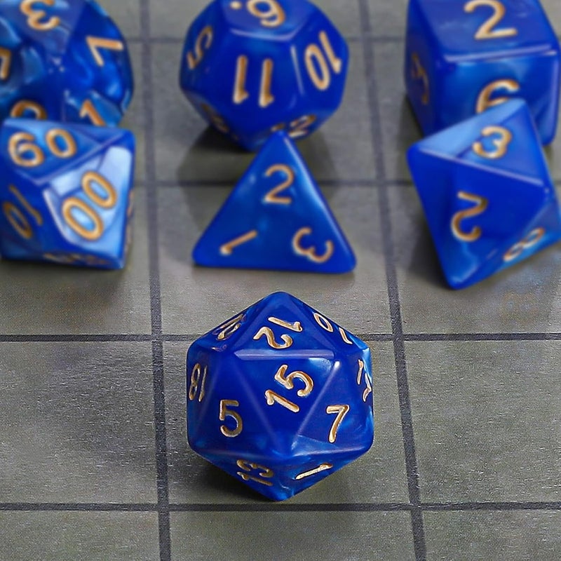 CiaraQ DND Polyhedral Dice Set with a Black Dice Bag for D&D RPG MTG Role Playing Table Games(Navy Blue) - Image 4
