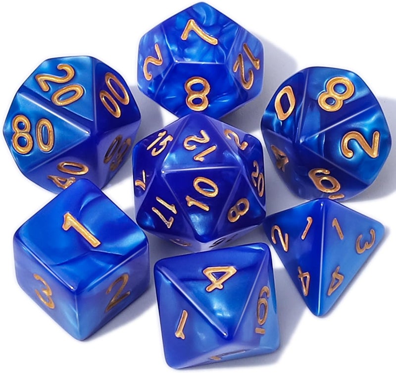 CiaraQ DND Polyhedral Dice Set with a Black Dice Bag for D&D RPG MTG Role Playing Table Games(Navy Blue) - Image 1