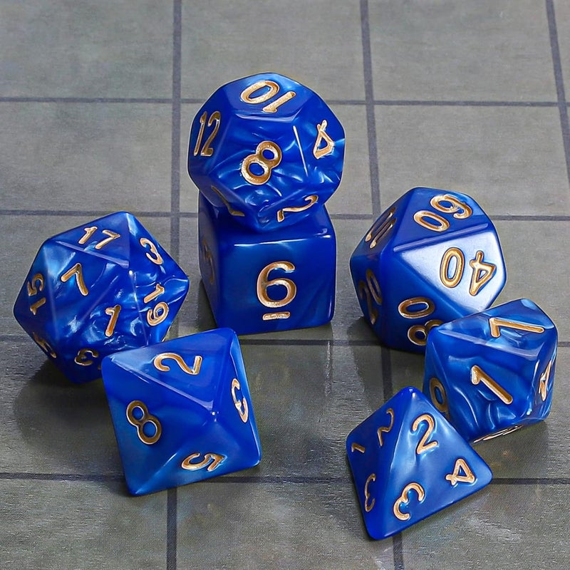 CiaraQ DND Polyhedral Dice Set with a Black Dice Bag for D&D RPG MTG Role Playing Table Games(Navy Blue) - Image 2