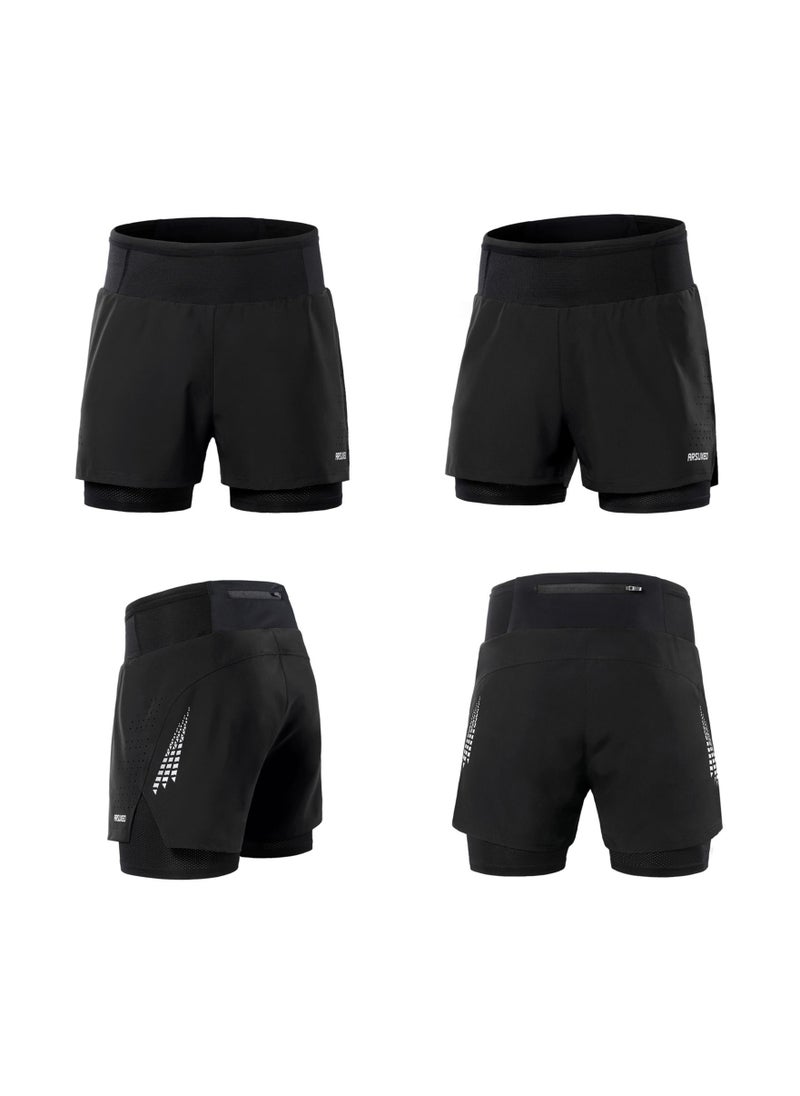 ARSUXEO Men 2 in 1 Running Shorts High Waist Athletic Shorts Sport Shorts Workout Shorts with Pockets for Gym Jogging Tennis XXL  - Image 2