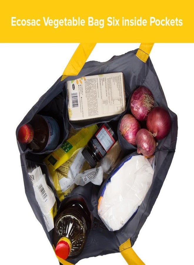 ECOSAC Vegetable Bag| Six inside Pockets| Provision Bag with Compartments | Biodegradable | Eco-friendly | Reusable and Washable | Foldable | Fashionable | 15 kg Capacity | Multicolor Pack of 10 - Image 4