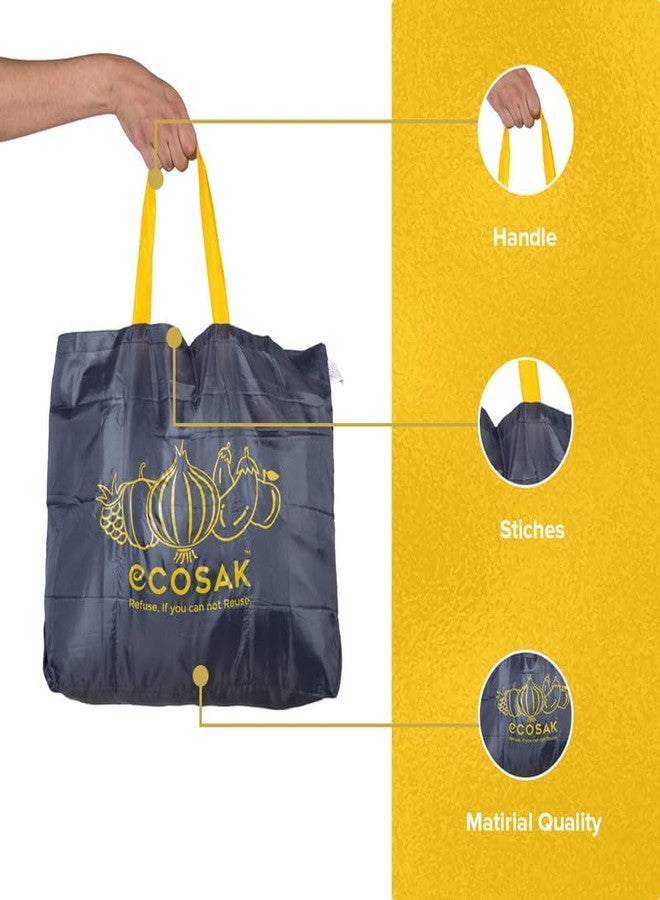 ECOSAC Vegetable Bag| Six inside Pockets| Provision Bag with Compartments | Biodegradable | Eco-friendly | Reusable and Washable | Foldable | Fashionable | 15 kg Capacity | Multicolor Pack of 10 - Image 2