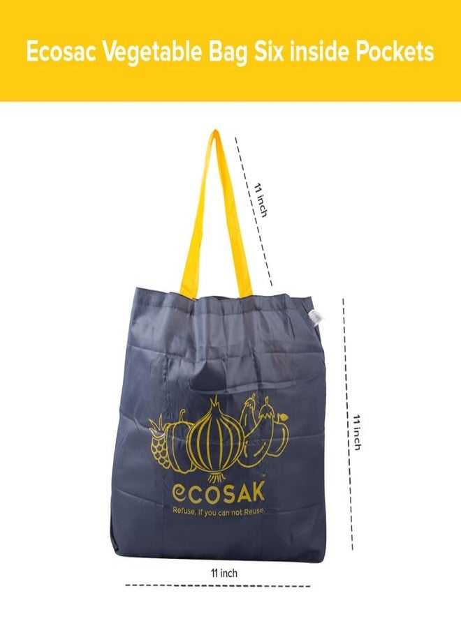 ECOSAC Vegetable Bag| Six inside Pockets| Provision Bag with Compartments | Biodegradable | Eco-friendly | Reusable and Washable | Foldable | Fashionable | 15 kg Capacity | Multicolor Pack of 10 - Image 5