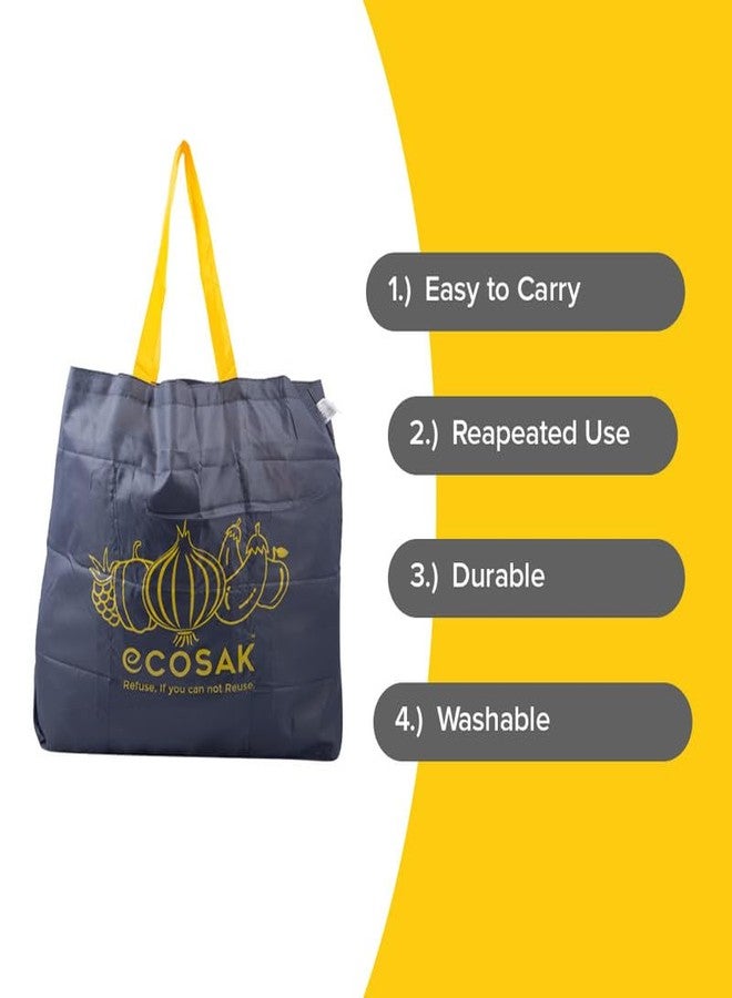 ECOSAC Vegetable Bag| Six inside Pockets| Provision Bag with Compartments | Biodegradable | Eco-friendly | Reusable and Washable | Foldable | Fashionable | 15 kg Capacity | Multicolor Pack of 10 - Image 3