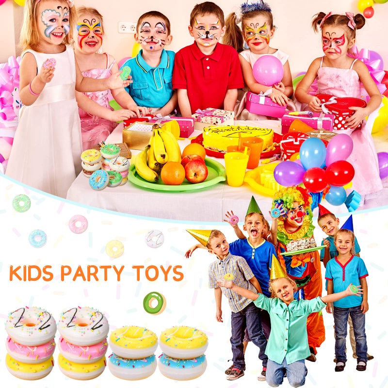 Macarrie 50 Pcs Donut Stress Balls Donut Party Favors Squeeze Fake Doughnut Slow Rising Toys Stress Relief Toy for Party Decoration Doughnut Theme Party Supplies, 6 Colors - Image 3