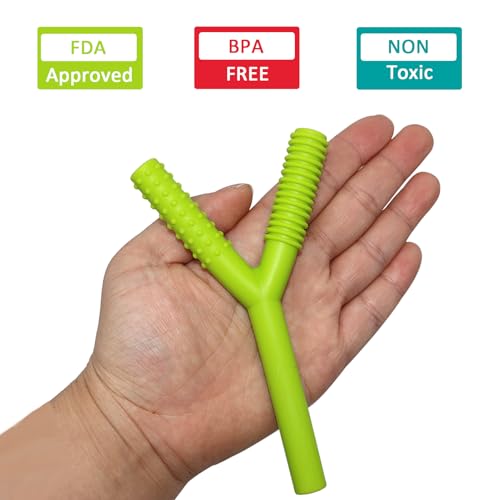 SunCore Direct Teether Tubes for Babies 3-6 Months, 3 Pack Silicone Hollow Chew Tube Toy for Autistic Children, Y Shape Chewable Straw Baby Teether Toys for Infants Autism with Teething Nursing Biting Chewing - Image 2