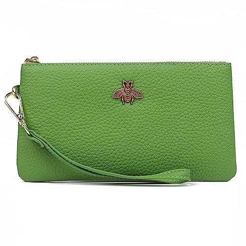 imeetu Women's Wristlet Clutch Purse Leather Cell Phone Wallet Handbag with Wrist Strap(Green) - Image 1