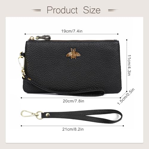 imeetu Women's Wristlet Clutch Purse Leather Cell Phone Wallet Handbag with Wrist Strap(Green) - Image 4