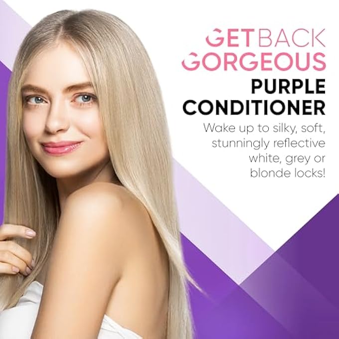 Get Back Gorgeous PURPLE CONDITIONER FOR BLONDE HAIR BY GBG Â€“ 3MIN MIRROR SHINE DAILY RESTORATION MASK TRANSFORMS BRASSY, YELLOW DINGE IN HIGHLIGHTED, GREY OR BLONDE HAIR Â€“ MIT & PARABEN FREE BLUE HAIR MASK TONER 8OZ - Image 2