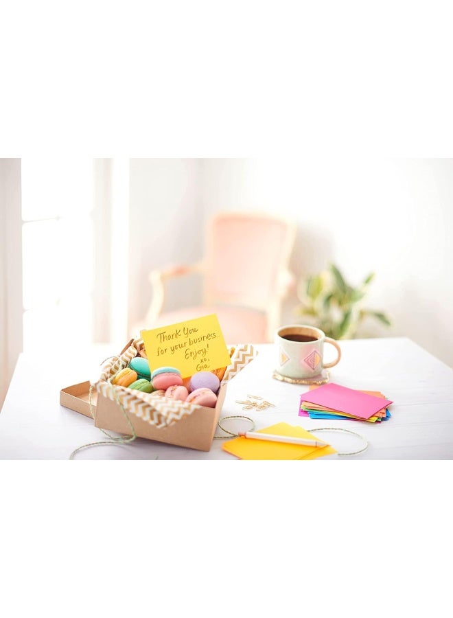 بريميفي مغلفات بطاقات بألوان قوس قزح، بطاقات تهنئة فارغة من الورق السميك مع مظاريف، لوحة واحدة 10 سم × 15 سم بطاقات فارغة بلون نيون - Image 2