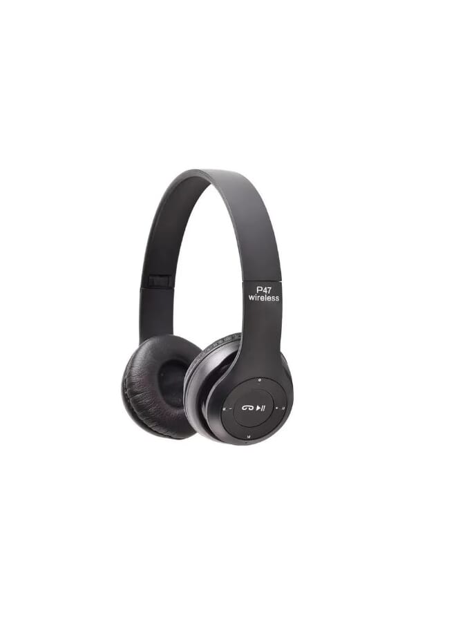 P47 Wireless Bluetooth Headset HD Earphones With FM TF Card Slot Black - Image 3