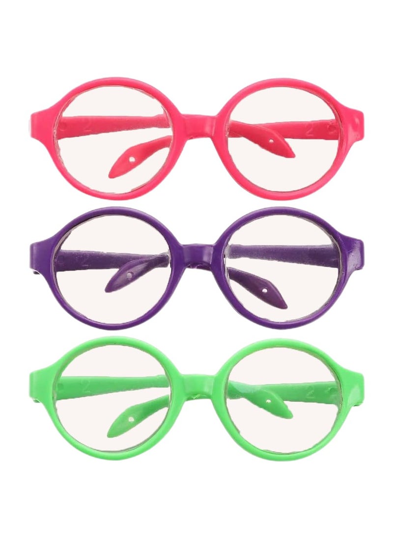 Toyvian Girl Toys 3 Pairs Doll Glasses Doll Eyeglasses Miniature Plastic Glasses Round Glasses Frame Mini Glasses for 18 Inches Dolls Toy  - Image 1