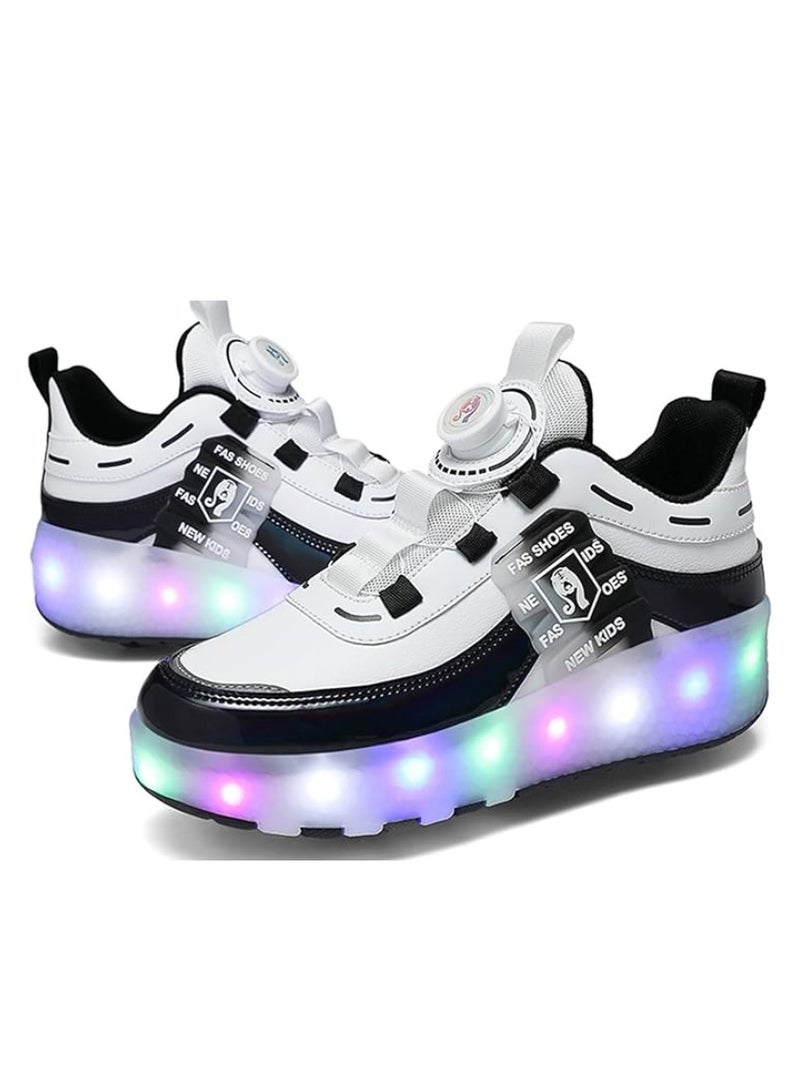 M MIAOYAN Children's LED luminous shoes, sports shoes, children's roller skates with two wheels, outdoor two-wheel roller skates, can be easily transformed into sports shoes or roller skates, suitable for boys and girls best gifts  - Image 2