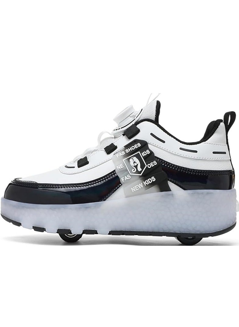 M MIAOYAN Children's LED luminous shoes, sports shoes, children's roller skates with two wheels, outdoor two-wheel roller skates, can be easily transformed into sports shoes or roller skates, suitable for boys and girls best gifts  - Image 3