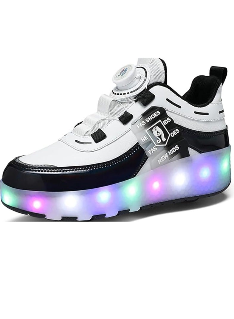 M MIAOYAN Children's LED luminous shoes, sports shoes, children's roller skates with two wheels, outdoor two-wheel roller skates, can be easily transformed into sports shoes or roller skates, suitable for boys and girls best gifts  - Image 4