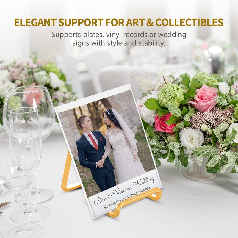 DIDUDIDU Plate Holder Easel Display Stand - 4.5 inch Metal Plate Stands for Display - Tabletop Picture Stand - Gold Iron Easels for Display Pictures | Photo Frames | Book | Decorative Plates | Plaque - 3 Pack - Image 5