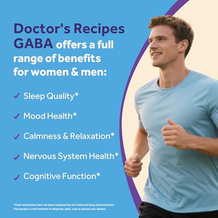 Doctor's Recipes GABA Magnesium Glycinate L-Theanine Supplement, GABA (Gamma-Aminobutyric Acid) 500mg, Vitamin B6, B1, B2, B3, B5, Biotin, Calm, Sleep, Relaxation, Mood Support, 90 Veggie Capsules - Image 3