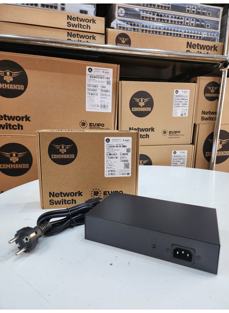 COMMANDO E300 8GE PoE+, 2SFP Uplinks, 130W, Unmanaged Switch -- 8+2 PoE Switch, IEEE802.3af/at 15.4W/30W PoE+, 8 Port PoE Switch, 2Gbps Switching Capacity, Ethernet Switch, Network Switch - E300-8GP+2SFP - Image 3