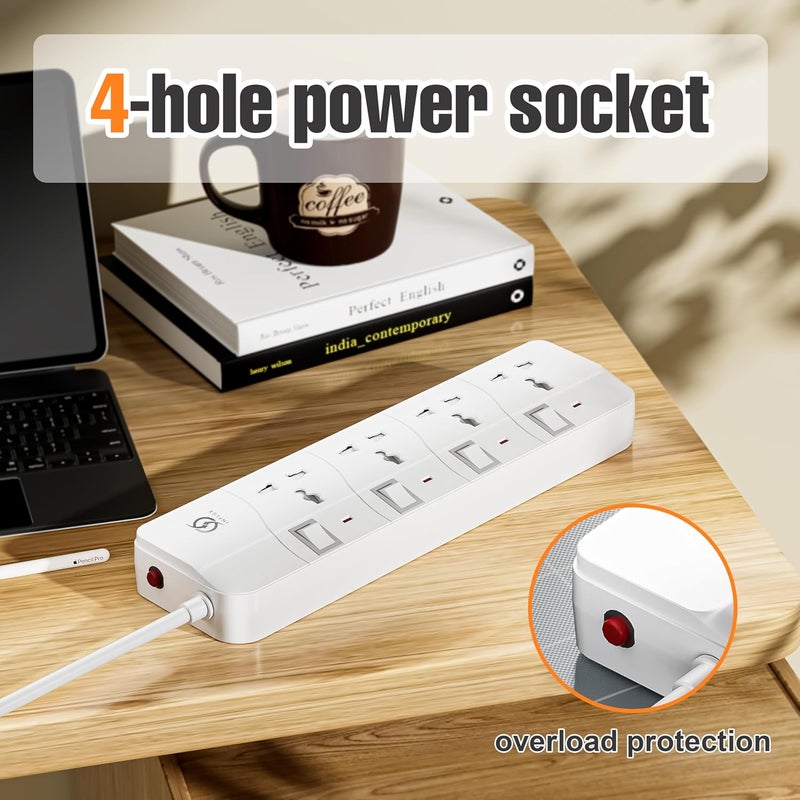 INFLUX Extension Cord with 4-Outlet - 5 Meter Multi Plug Extension Cable for Maximum Reach and Versatility - Power Strip with Universal Plug adapter and Heavy duty power Cord with 13A Fused plug. - Image 4