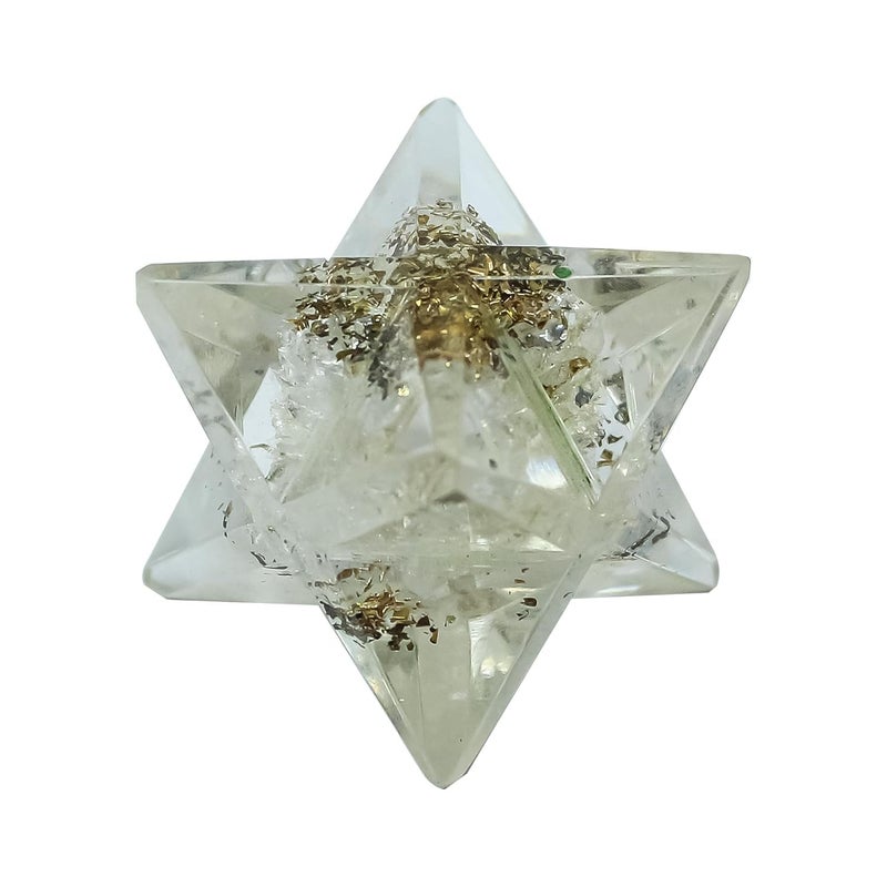 The Cosmic Connect Merkaba Clear Quartz Crystal Healing Stone Perfect for Meditation Reiki Chakra Balancing Decor Pocket Sized Resin Natural Crystals