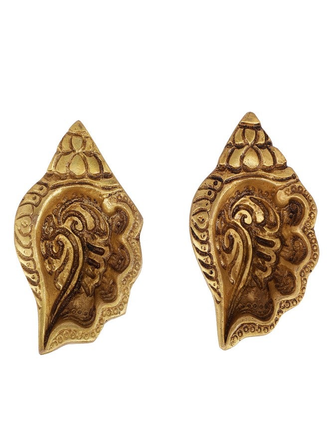 Mla's Decor Brass Shankh Design Deepak - Unique Diya for Home Decoration - Indian Diwali Oil Puja Mandir Decor Set of 2 - Gold - Image 1