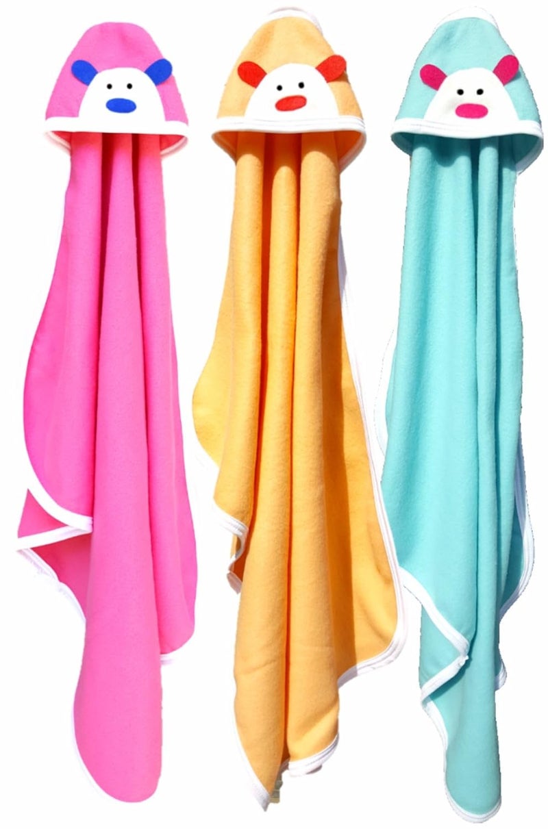 BRANDONN Newborn Original 3PCS.. Big Size (36 X 27) Cute Baby Blankets for Babies (Hotpink, Peach, C-Green; Pack of 3) - Image 1