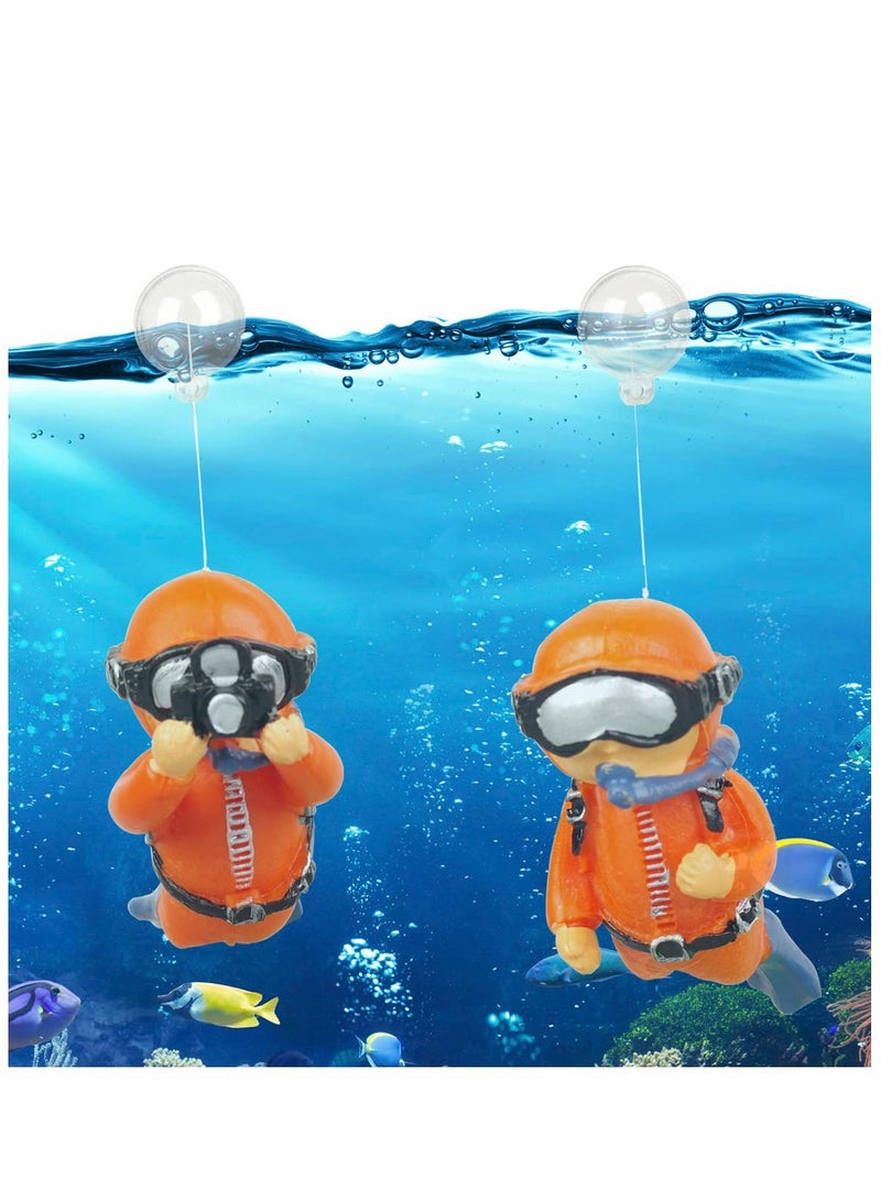 SYOSI Floating Fish Tank Decorations，Aquarium Decorations, Lovely Diver Device Accessories，Suitable for All Kinds of Tanks（2 Pack） - Image 1